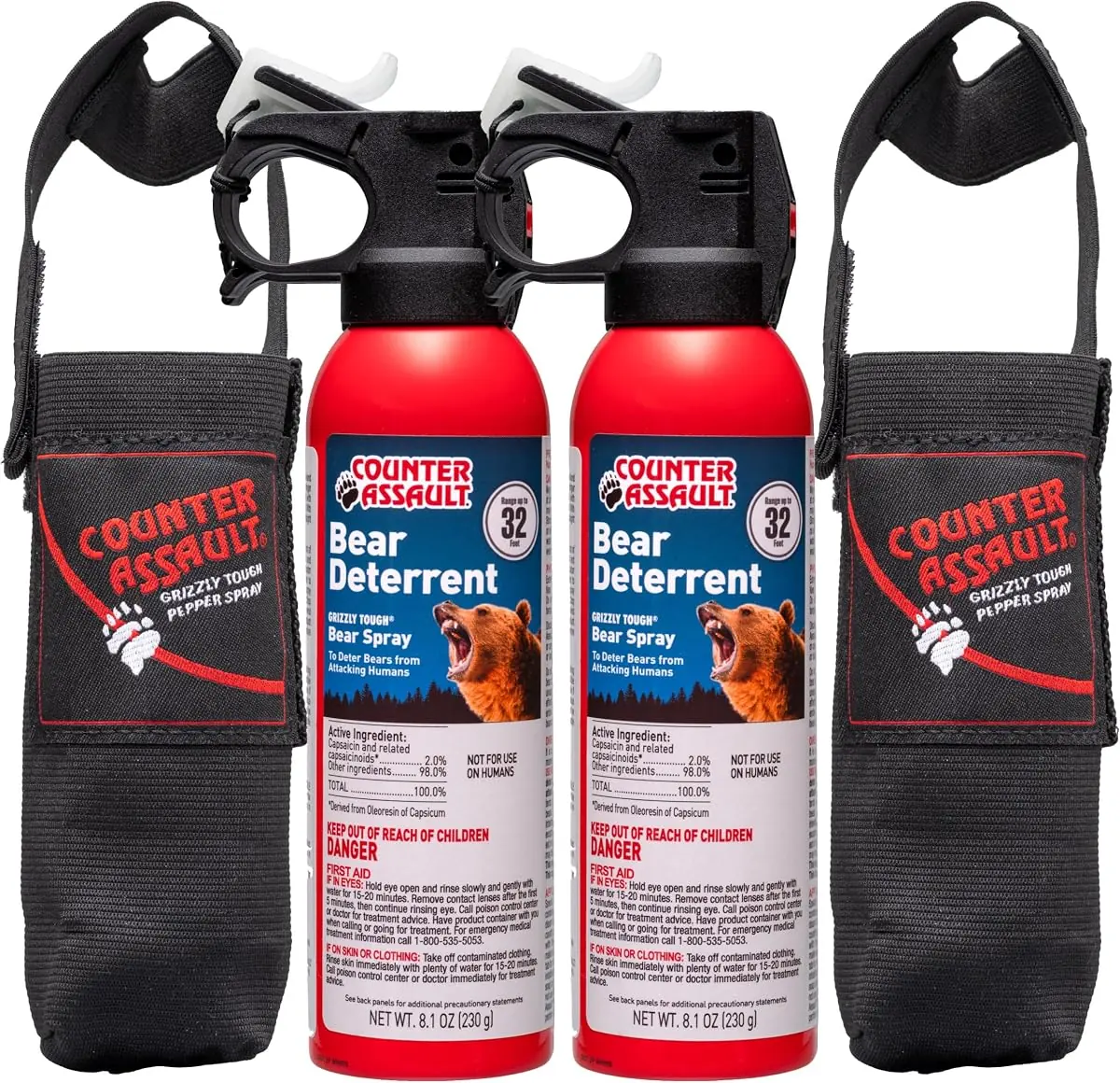 Counter Assault Bear Spray 2-Pack with Holsters, 8.1 oz
