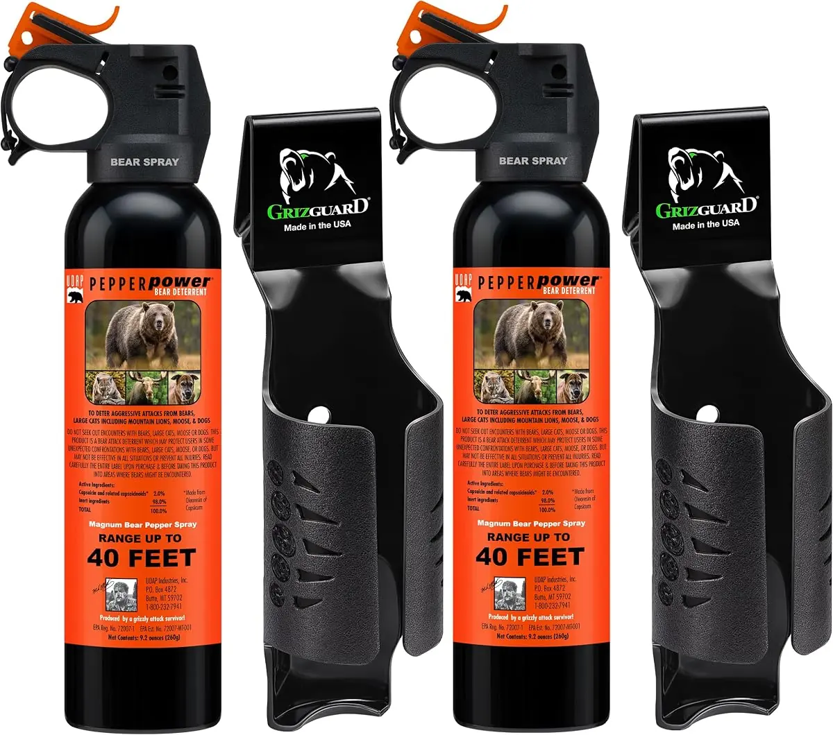 UDAP Pepper Power Magnum Bear Spray 2-Pack, 9.2 oz