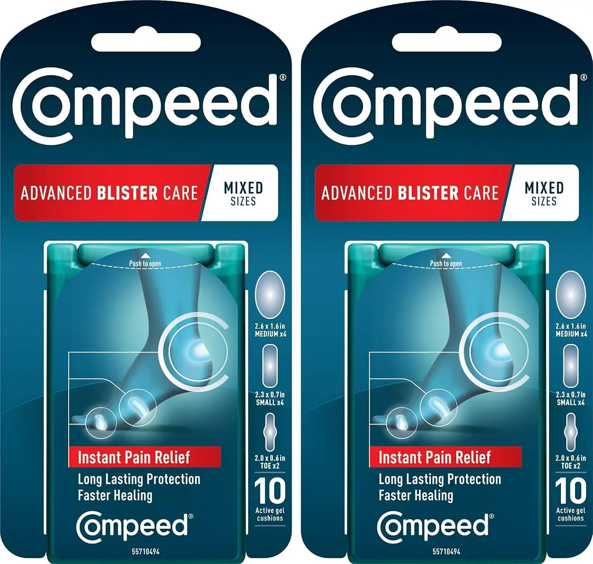 Compeed Advanced Blister Care Pads, Mixed Sizes, 2 Packs of 10