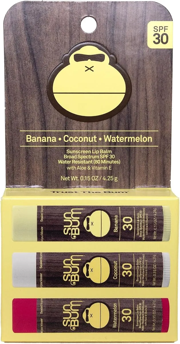 Sun Bum SPF 30 Sunscreen Lip Balm, 3-Pack