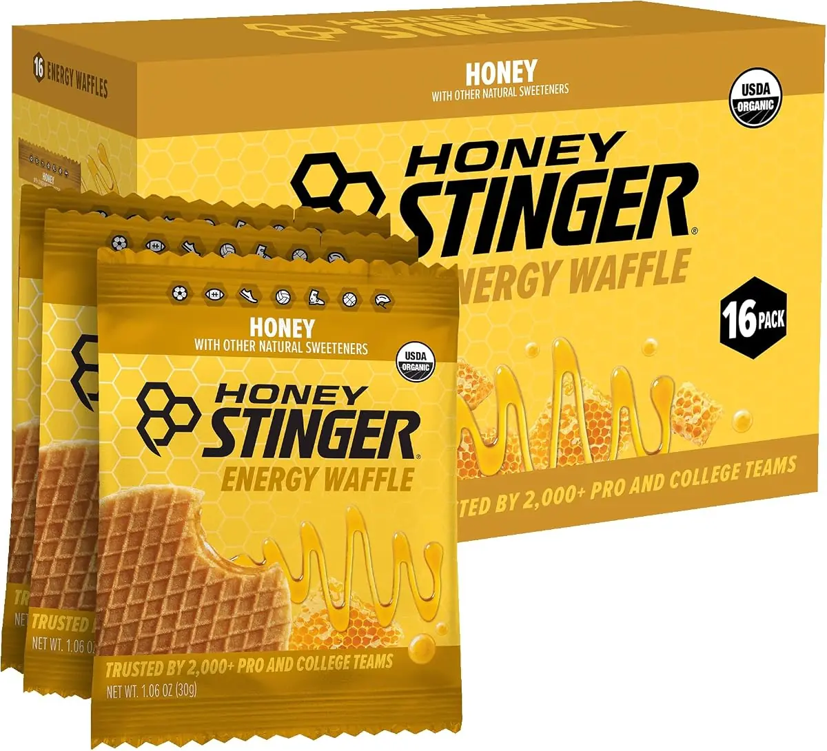 Honey Stinger Organic Honey Waffles, 16 Pack
