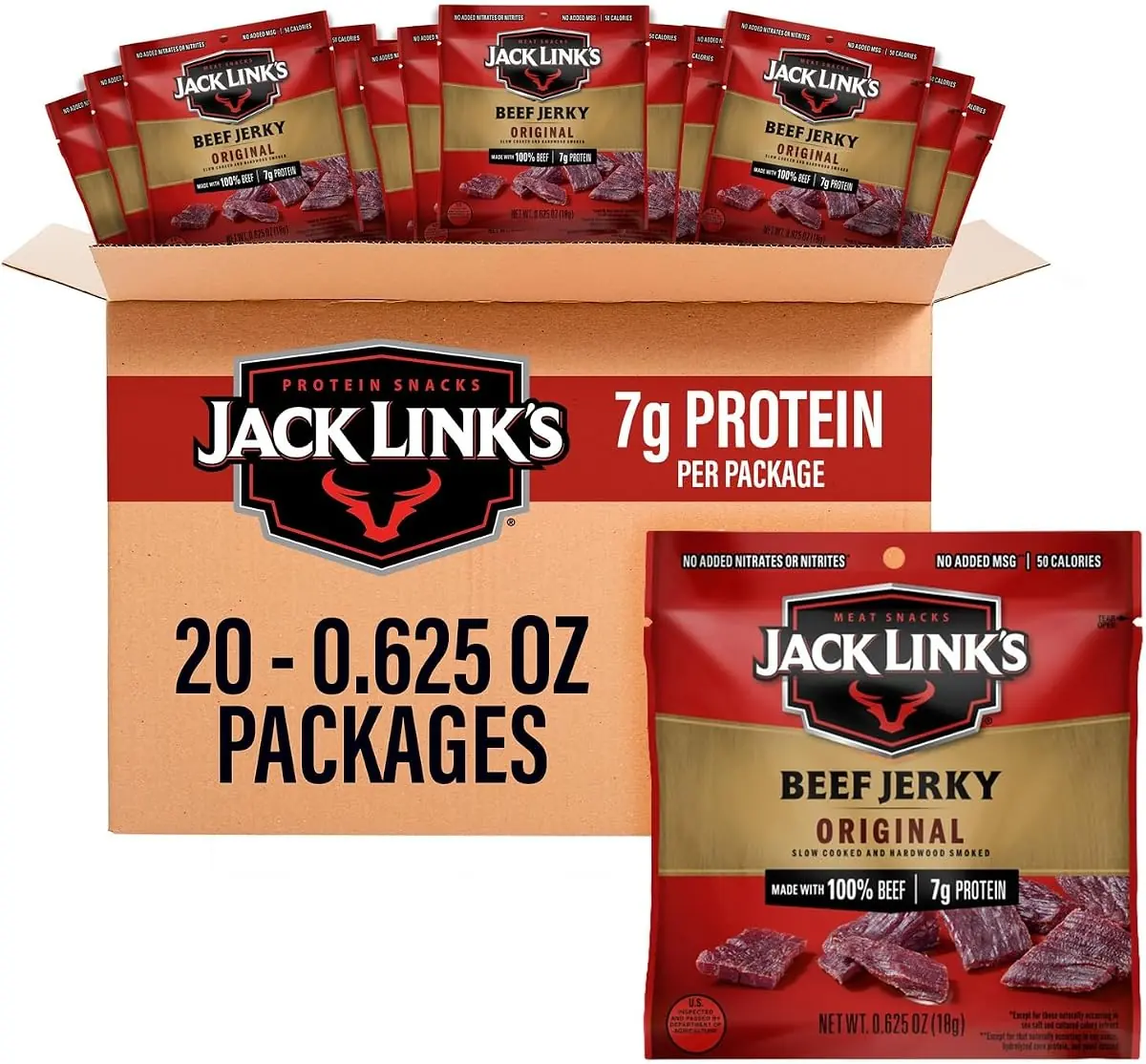 Jack Link's Original Beef Jerky, 20 Snack Packs