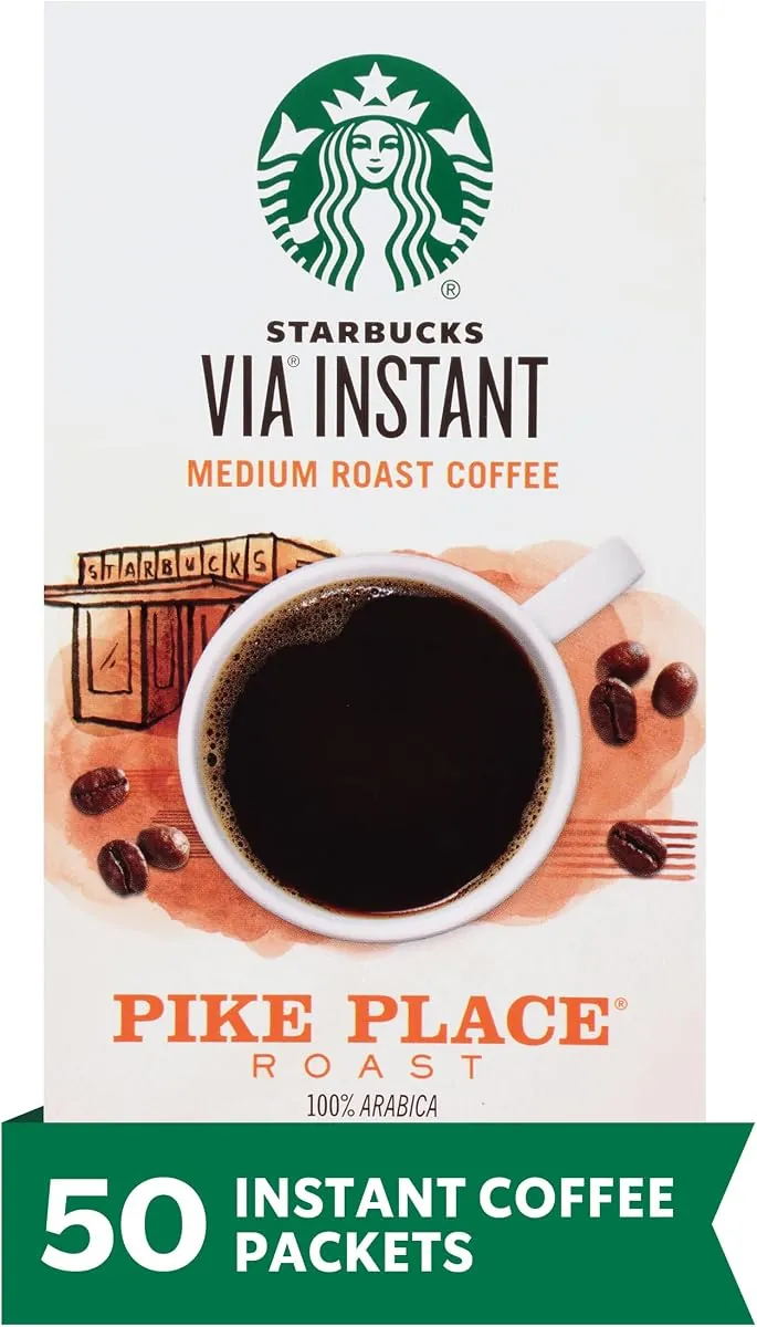 Starbucks VIA Instant Coffee, Pike Place Roast, 50 Packets