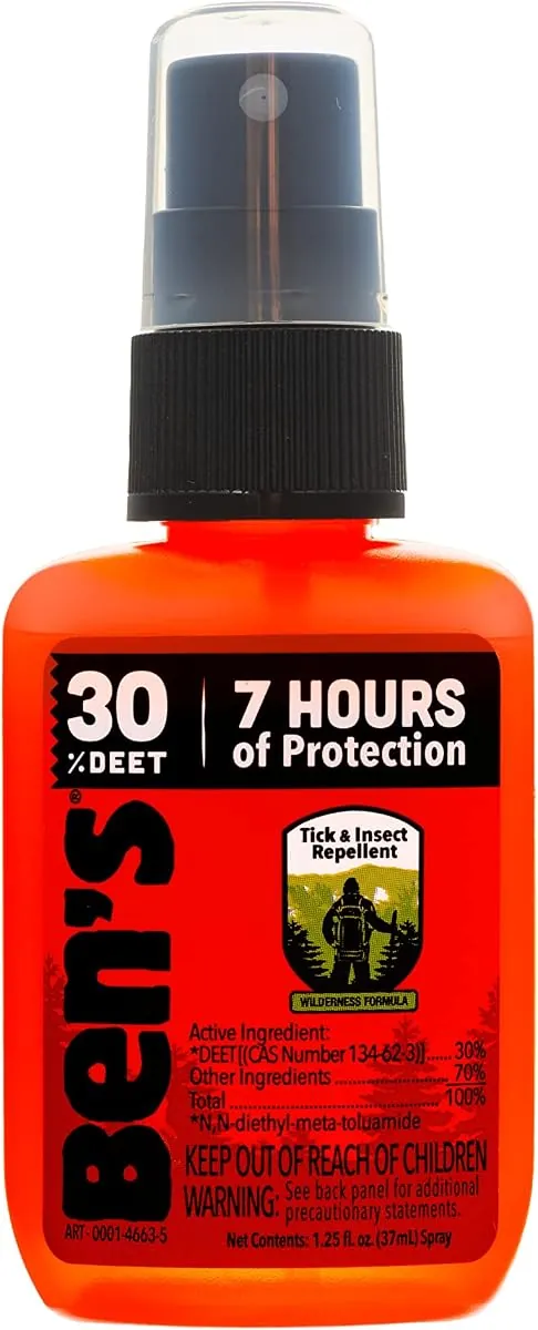 Ben's Tick & Insect Repellent 30% DEET Travel Pump, 1.25 oz (4 Pack)