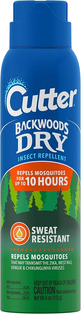 Cutter Backwoods Dry 25% DEET Insect Repellent, 4 oz Aerosol