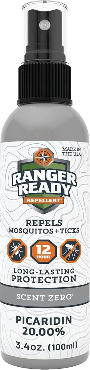 Ranger Ready 20% Picaridin Tick & Insect Repellent, Scent Zero, 3.4 oz